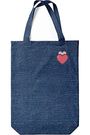 Green Fish Denim-Tragetasche, bedruckt, Einkaufstasche, maschinenwaschbar, faltbar, Handtasche aus Jeans mit Griffen, 22 x 26 cm