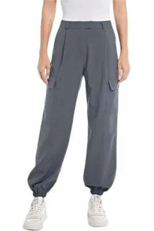 Replay Damen Stoffhose mit Bund, (Grau), 29