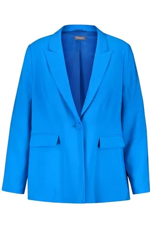 Samoon Damen Blazer mit Pattentaschen Langarm, Armschlitze unifarben 48