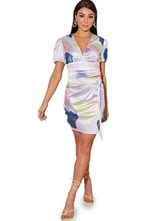 Chi Chi London Damen Wickelrock mit abstraktem Muster, Mehrfarbig Rock, , 42