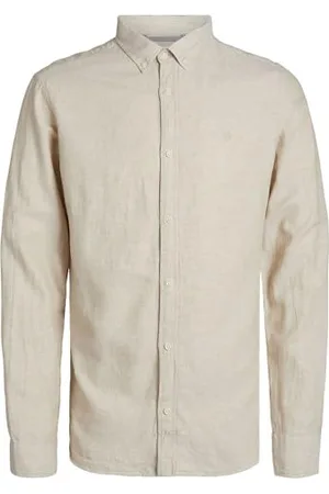 JACK & JONES Herren Jprccmaze Linen Shirt L/S Button Down Langarmhemd 12251024, ,L