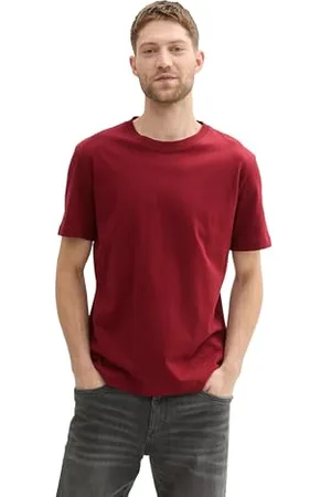 TOM TAILOR Herren 1043417 Basic T-Shirt mit Baumwolle, 13721-Burgundy Dark Red, M