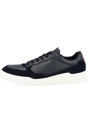 Tommy Hilfiger Herren Cupsole Sneaker Elevated Cupsole Leather Mix Schuhe , Blau , 44 EU