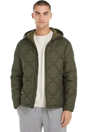 Tommy Hilfiger Herren Steppjacke mit Kapuze, Mehrfarbig (Army Green), S