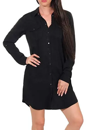 VERO MODA Damen VMSILLA LS Short Dress Blck GA NOOS 10206339, Black, S