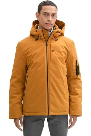 TOM TAILOR Herren 1042206 Gefütterte Jacke mit Abnehmbarer Kapuze, 10821-Peanut Butter Brown, S