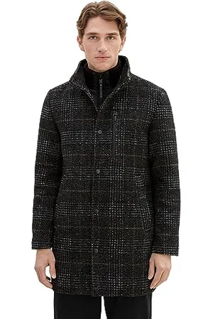 TOM TAILOR Herren 1037349 2-in-1 Wollmantel mit integrierter Innenjacke, 32524-dark Grey Wool Check, XXL