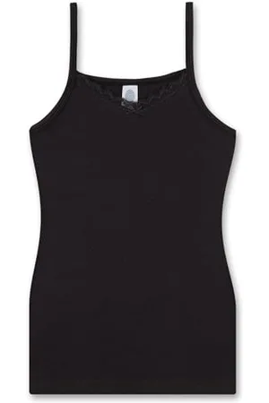 Sanetta Mädchen-Unterhemd Schwarz | Hochwertiges und nachhaltiges Unterhemd für Mädchen aus Baumwoll-Mix. Unterwäsche für Mädchen 128