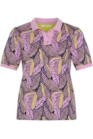 Brax Style Cleo Poloshirt Pique mit Allover Blätterprint