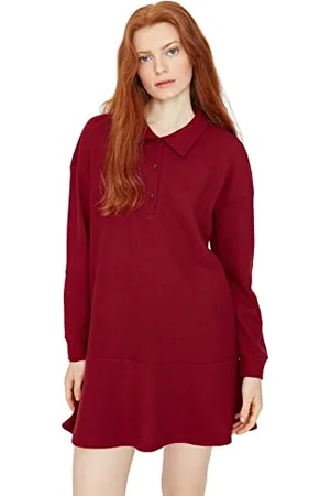Trendyol Damen Midi A-line Plus Size Dress Kleid, , XL