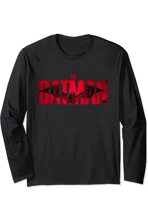 Batman The Crimson Drawn Bat Logo Langarmshirt