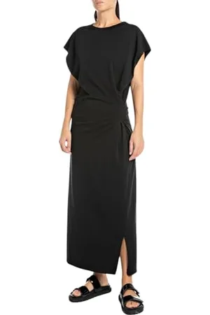 Replay Damen Maxikleid Kurzarm Tailliert, Schwarz (Black 098), S