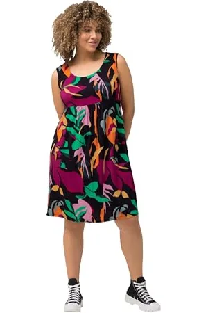 Ulla Popken Damen Swingdress mit Print Kleid, , 42-44