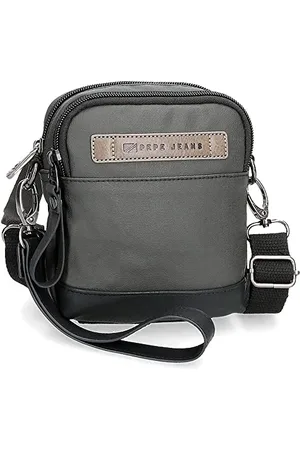 Pepe Jeans Truxton Umhängetasche mit Zwei Fächern, Grau, 12 x 15 x 3,5 cm, Baumwolle, Polyester und PU., , Talla única, Umhängetasche mit Zwei Fächern
