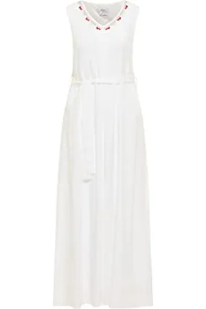 USHA Damen carnea Maxikleid, Weiss, M