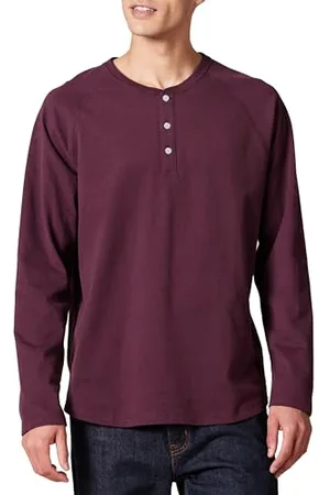 Amazon Herren Henley-Shirt mit langen Ärmeln und normaler Passform (erhältlich in Übergrößen), , L