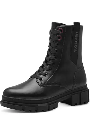 QS by s.Oliver Damen Stiefeletten ohne Absatz zum Schnüren Vegan, (Black), 38 EU