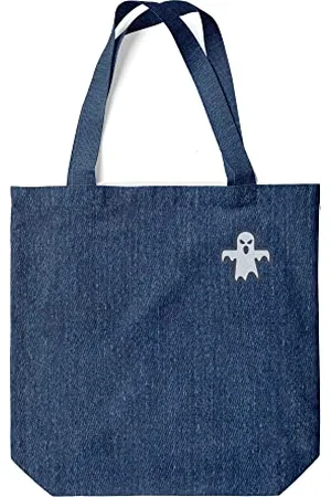 Green Fish Denim-Tragetasche, bedruckt, Einkaufstasche, maschinenwaschbar, faltbar, Handtasche aus Jeans mit Griffen, 38 x 42 cm