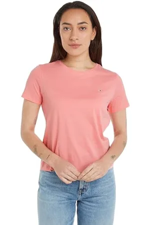 Tommy Hilfiger Damen T-Shirt Kurzarm TJW Soft Rundhalsausschnitt, Rosa , XXS