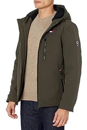 Tommy Hilfiger Herren Gefüllte Softshelljacke mit Kapuze und offenem Unterteil mit Sherpa-Futter Jacke, , L