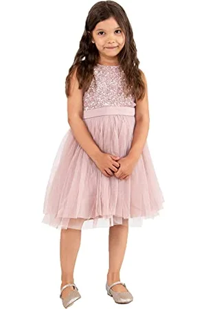 Maya Deluxe Mädchen^Mädchen Paillettenverziertes Hochzeit und Geburtstag Festlich mit Bandschleife Brautjungfernkleid Kleid, , 5 Years