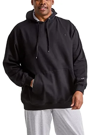 Champion Herren Powerblend Pullover Hoodie Kapuzenpullover, Schwarzes C-Logo, Klein