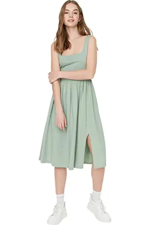 Trendyol Damen A-line Midi Dress Kleid, Mint, L EU
