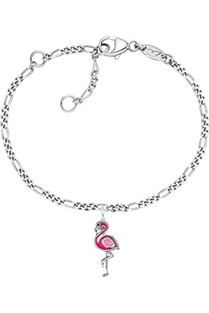 HERZENGEL Mädchen Kinder Armband aus Sterling Silber und einem Anhänger mit Flamingo aus Emaille - Karabinerverschluss - längenverstellbar - nickelfrei