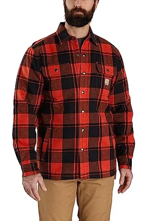 Carhartt Herren Relaxed Fit Flannel Sherpa-Lined Shirt Jac Hemd mit Button-Down-Kragen, Bordeaux Heather, L, , L