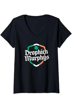 Dropkick Murphys Damen – Offizieller Merchandise-Artikel – Ireland Shield T-Shirt mit V-Ausschnitt