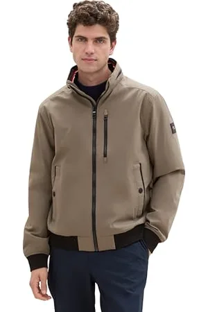 TOM TAILOR Herren 1041314 Übergangsjacke mit Kapuze im Stehkragen, 32097-Smokey Olive Green, XL