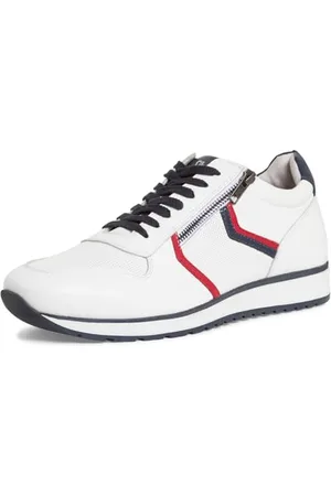 Marco Tozzi By Guido Maria Kretschmer Herren Sneaker flach aus Leder mit Reißverschluss, Weiß , 44 EU