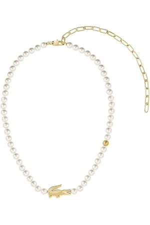 Lacoste Faux-Perlenkette, Armband und Ohrringe Für Männer und Frauen Kollektion MATCHPOINT mit verschiedenen Charms in Gelbgoldfarb