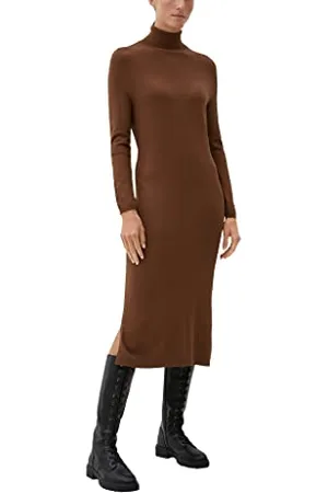 QS by s.Oliver Damen 2121299 Strickkleid, Braun, 42 EU