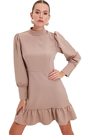 Trendyol Damen Steep Collar Wickelkleid Casual Dress Nacht, , 42