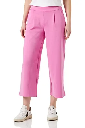 Ichi IHKATE SUS WIDE PA Damen Hose Stoffhose mit Stretch gerader Schnitt Elastikbund Crop Länge, Größe:M, Farbe:
