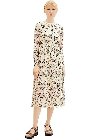 TOM TAILOR Damen Mesh Kleid mit Muster, , S