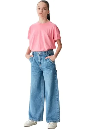 LTB Jungen-Jeanshosen Milda G Weit Mittlere Taille mit Reißverschluss aus Baumwolle in Mittelblau - Größe 140CM