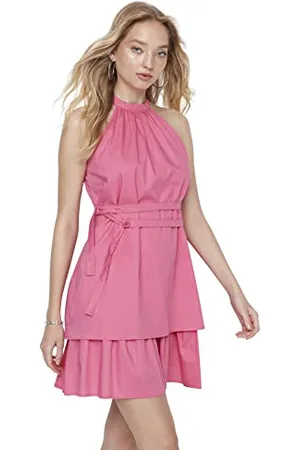 Trendyol Damen Mini Ruffle Hem Regular Dress Kleid, , s