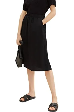 TOM TAILOR Damen 1036678 Leinen Rock, 14482-Deep Black, 36