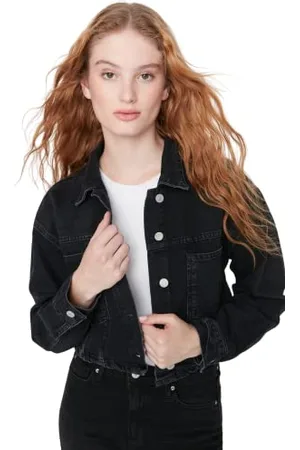 Trendyol Damen Regular Basic Plain Webstoff Jacke Coat, , XS