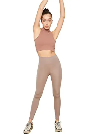 Trendyol Damen -Roller Sportstrumpfn Yoga Pants Casual, Kamel, M