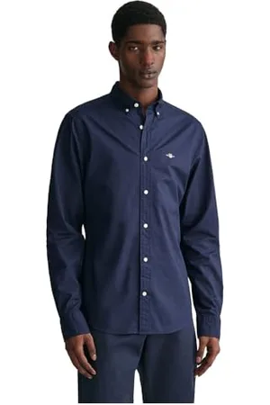 GANT Herren Slim Poplin Shirt Klassisches Hemd, Marine, XL EU