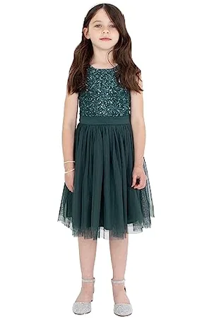 Maya Deluxe Mädchen^Mädchen Paillettenverziertes Hochzeit und Geburtstag Festlich mit Bandschleife Brautjungfernkleid Kleid, , 5 Years