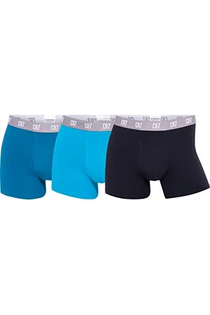 CR7 - Cristiano Ronaldo Cristiano Ronaldo Herren Trunk aus Baumwolle, 3er-Pack Badehose, Marineblau/Blau/Hellblau, XXL