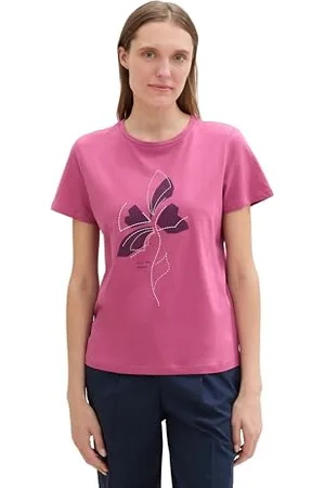 TOM TAILOR Damen 1043835 Basic T-Shirt mit Fotoprint, 16348-Pink Velvet, XXXL