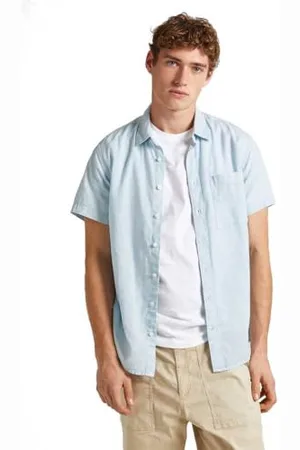 Pepe Jeans Herren Paige Hemd, Blau (Stormy Sea Blue), L