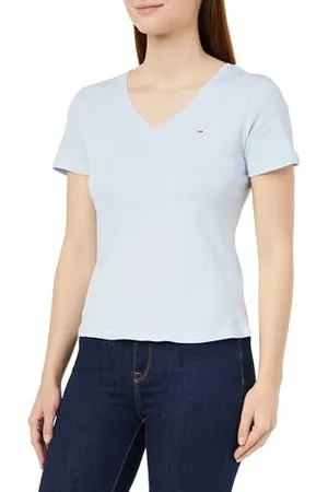 Tommy Hilfiger Damen T-Shirt Kurzarm Tjw Slim Soft V Neck Tee V-Ausschnitt, , XL