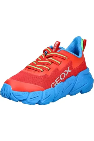 Geox J FLEXYPER Fast Boy Sneaker, Red/Lt Blue, 39 EU