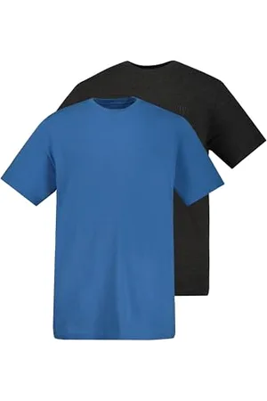 JP 1880 Herren große Größen Übergrößen Menswear L-8XL T-Shirts, Basic, 2er-Pack, Rundhals, bis 8XL ägäisblau XXL 702637730-XXL